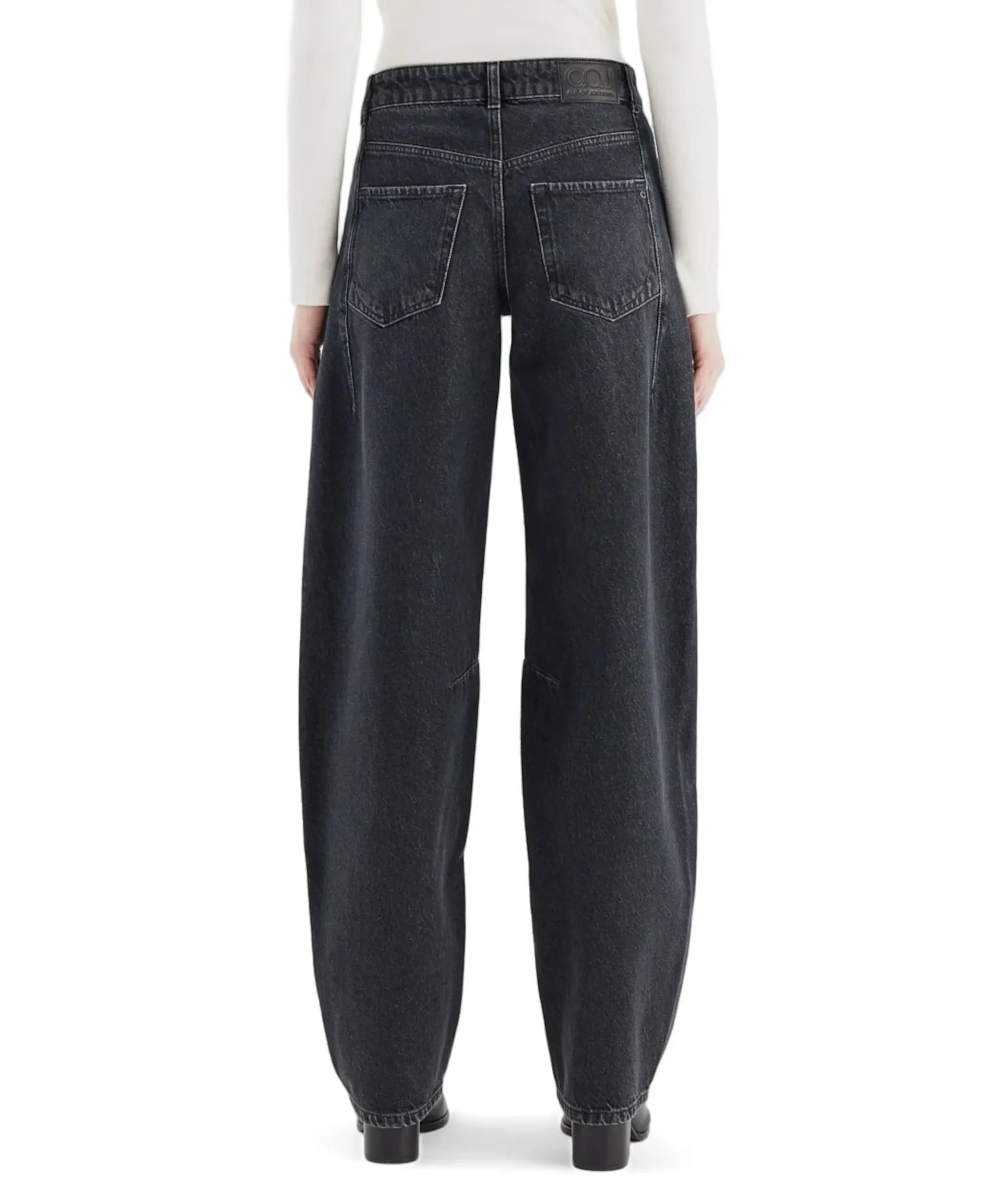 mid waist balloon jeans dames jeans zwart