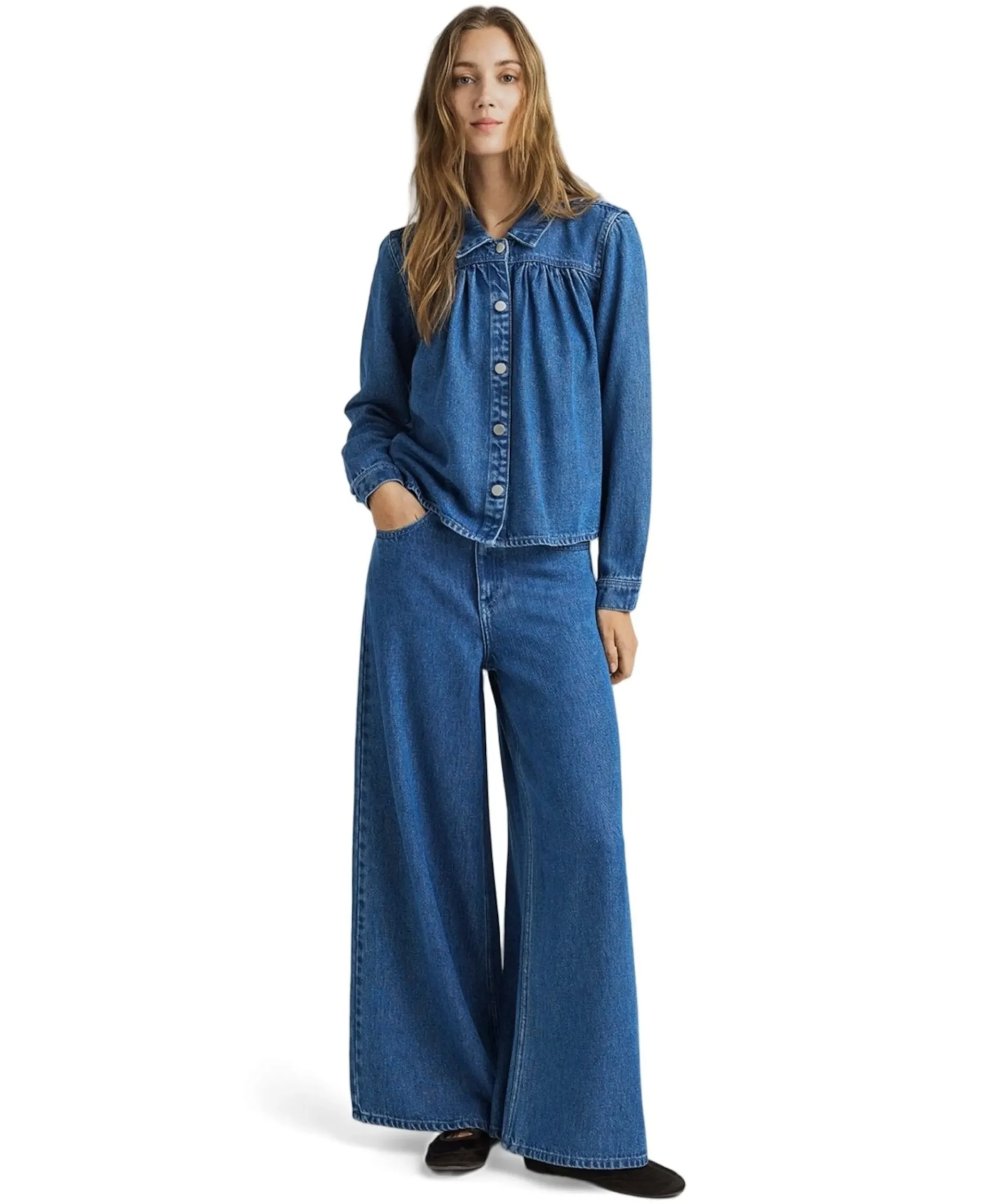 MSCHAgo Rue Wide Long dames jeans blauw