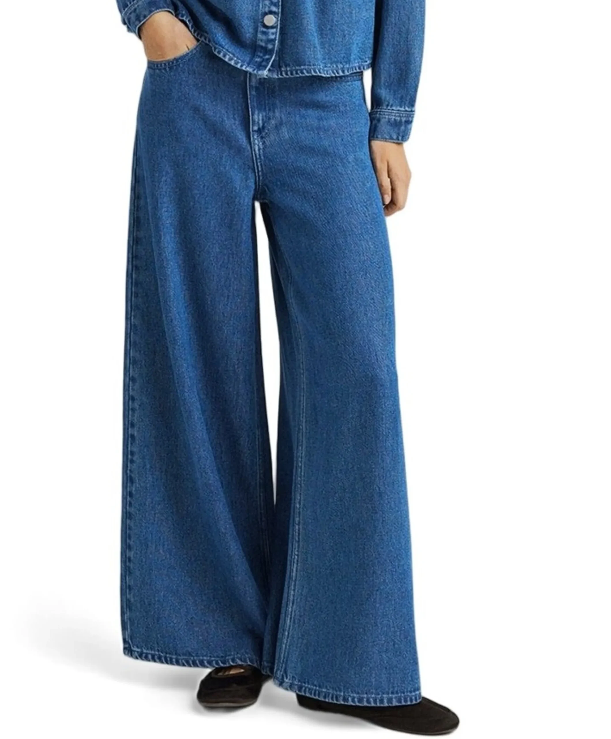 MSCHAgo Rue Wide Long dames jeans blauw