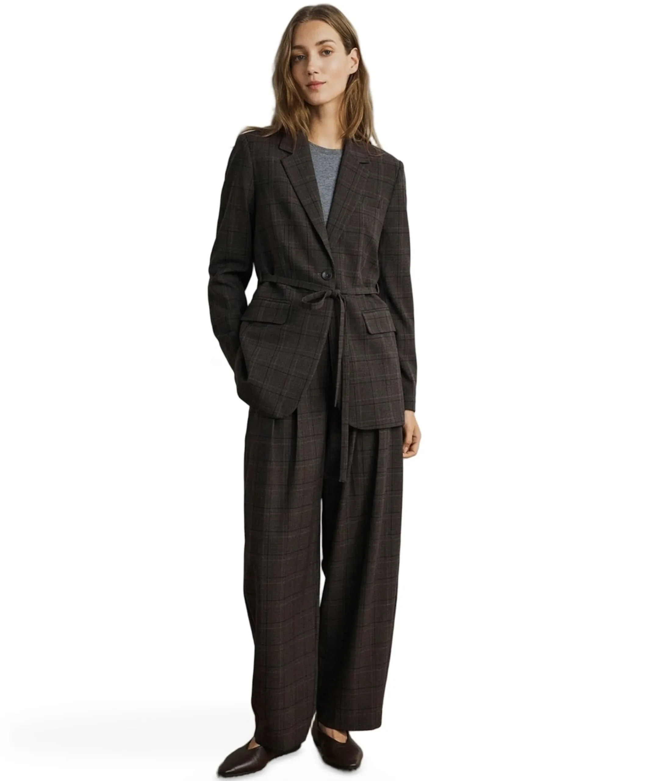 MSCHJohnna HW Barrel CHK dames broek bruin