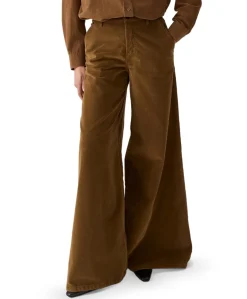 New Marlene 8104 Shiny Cord dames broek bruin