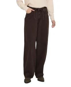 ONLGIANNA MW STRAIGHT DNM BROWN DNM dames jeans bruin