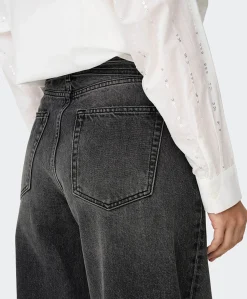 ONLGIANNA MW STRAIGHT DNM DOT980 NO dames jeans zwart