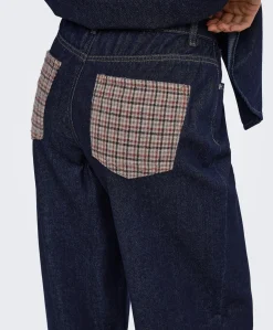 ONLHOPE HW WIDE CHECK DNM SIJI dames jeans blauw