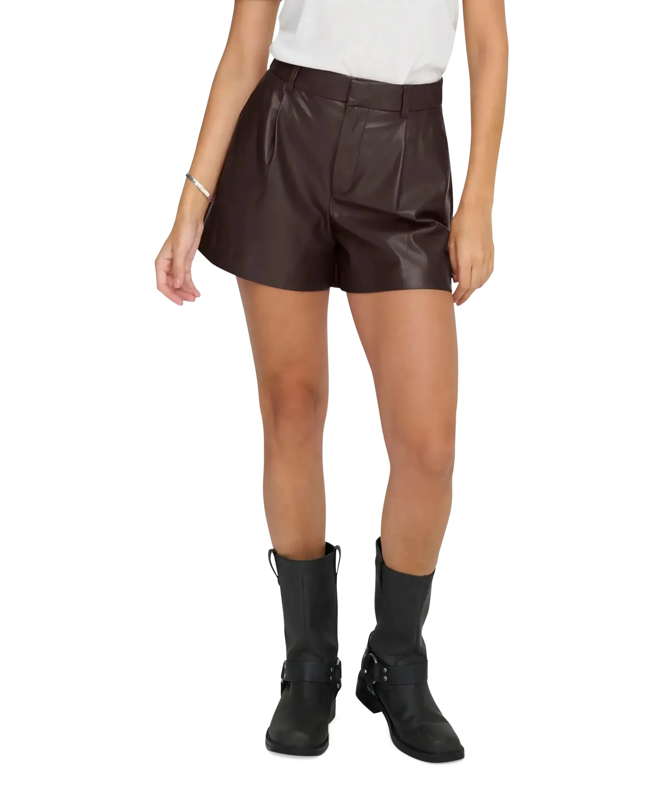 ONLSMOOTH HW FAUX LEA CC dames korte broek bruin