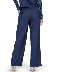 Pants elastic waist dames broek blauw