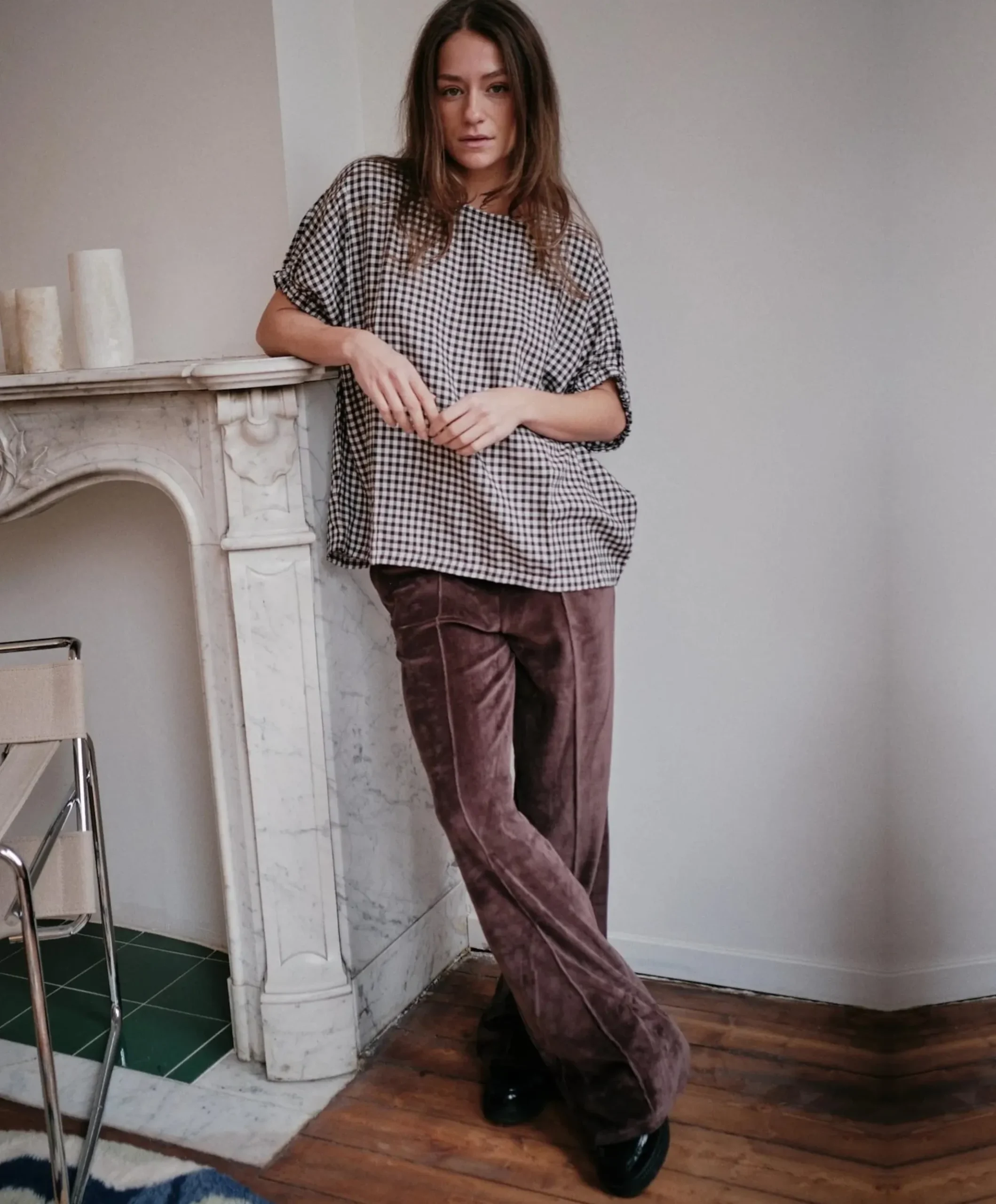 Pants Velour dames broek bruin