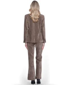 Pants velours dames broek beige