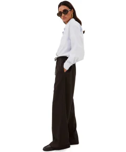 pelle pinstripe dames broek bruin