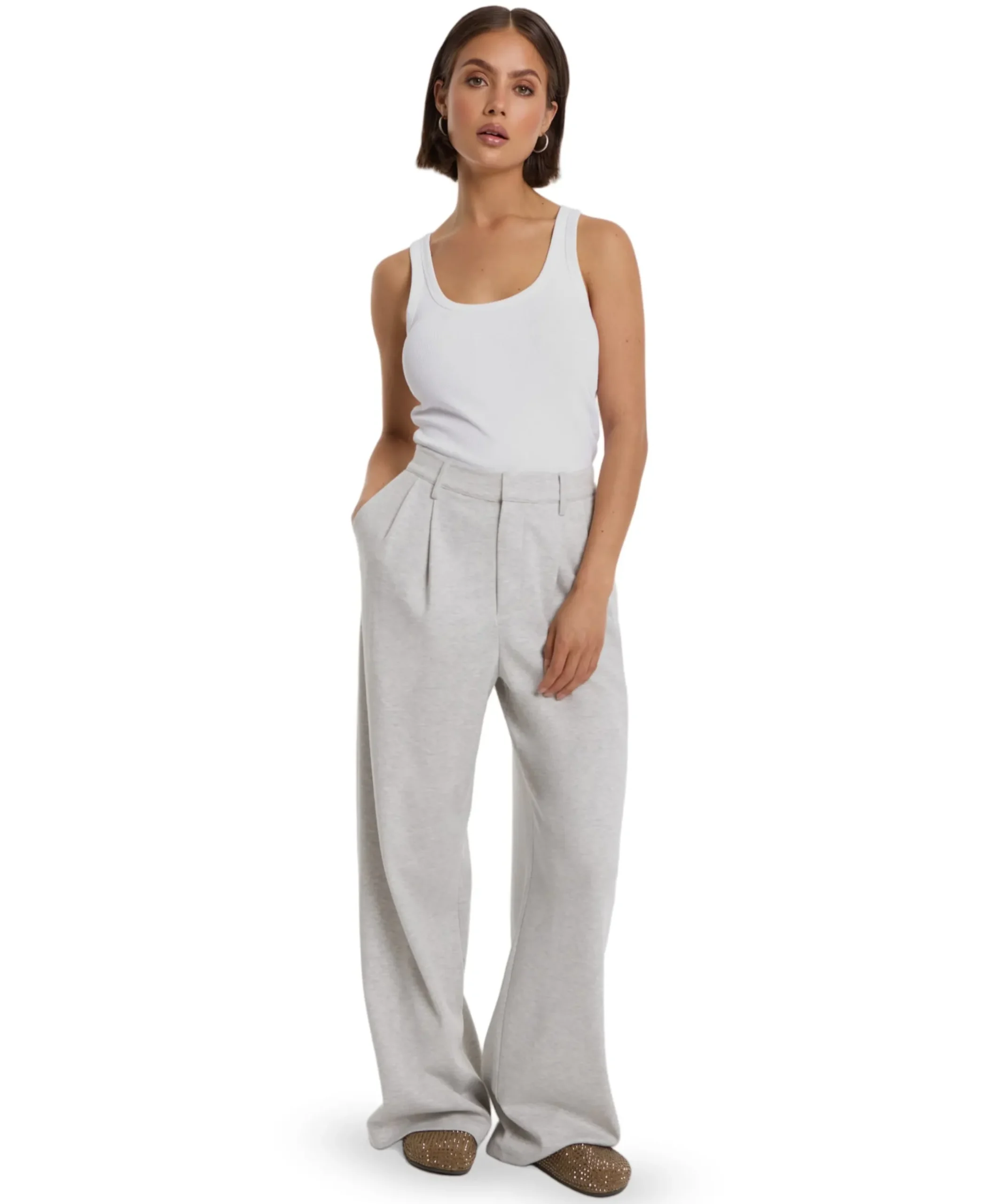 PLEATED dames broek grijs