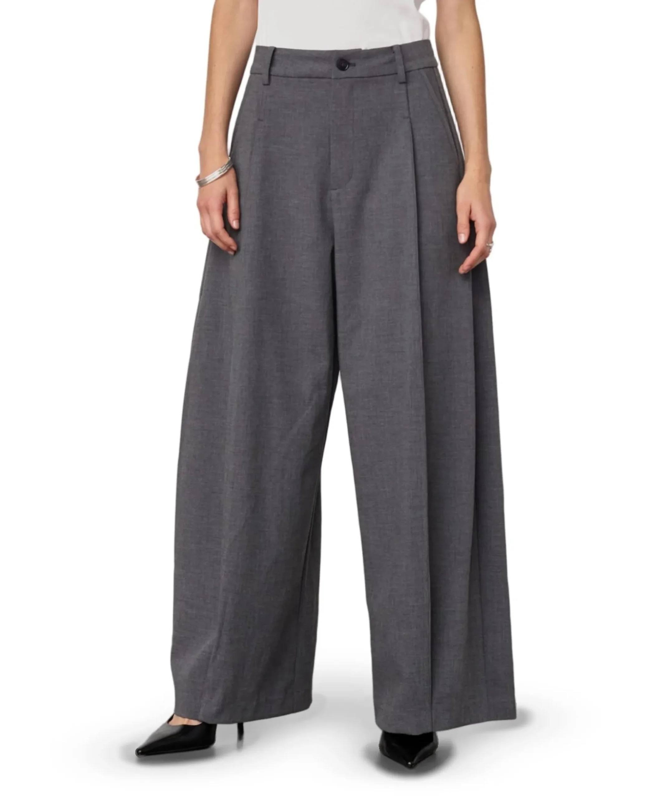 PriscillaCC Pleat Barrel dames broek grijs