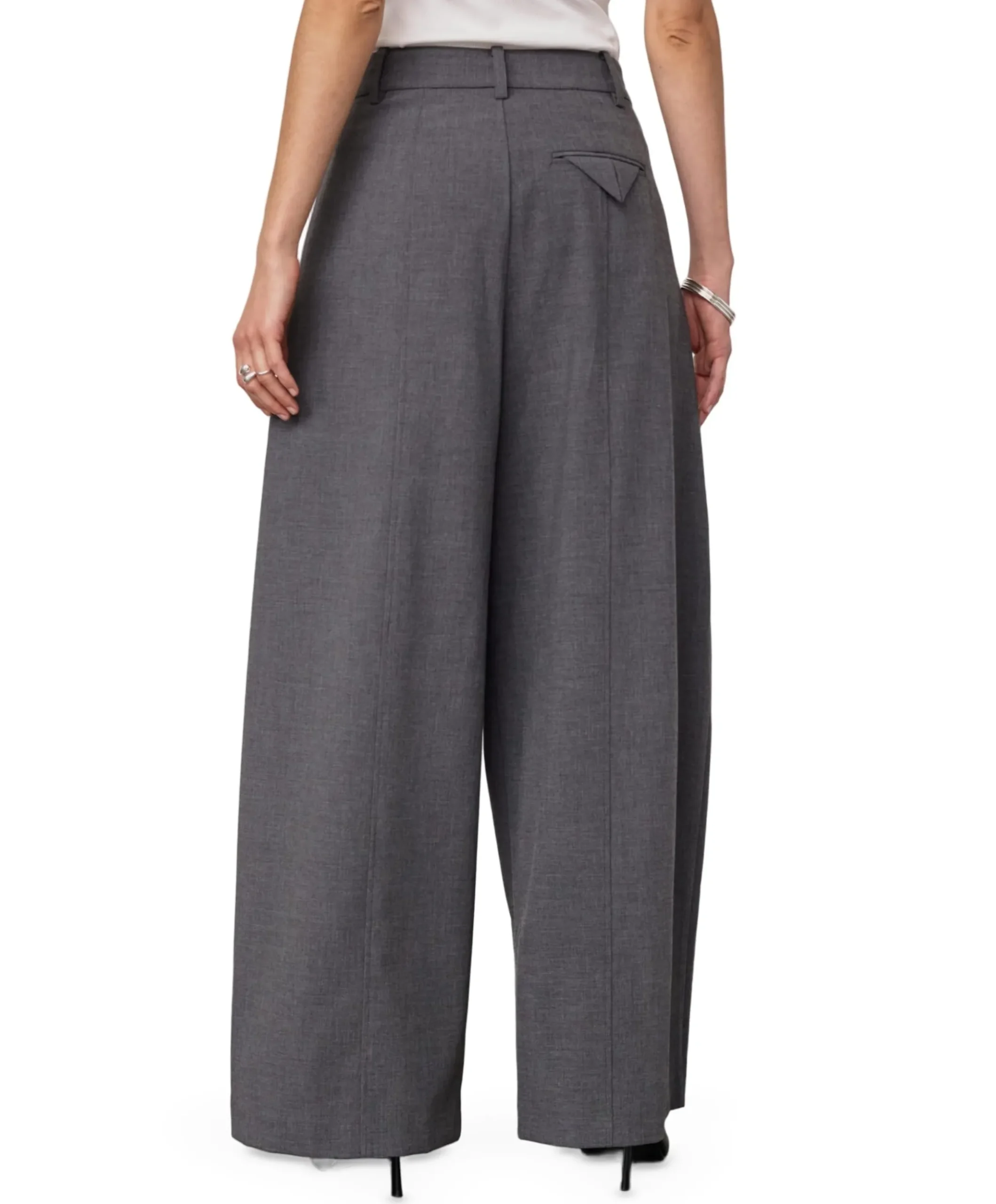 PriscillaCC Pleat Barrel dames broek grijs