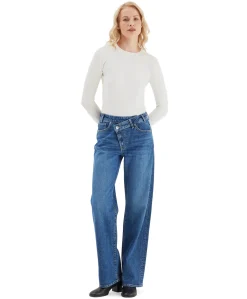 Relaxed straight dames jeans blauw