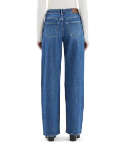 Relaxed straight dames jeans blauw