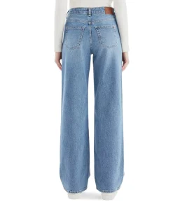Relaxed straight dames jeans blauw