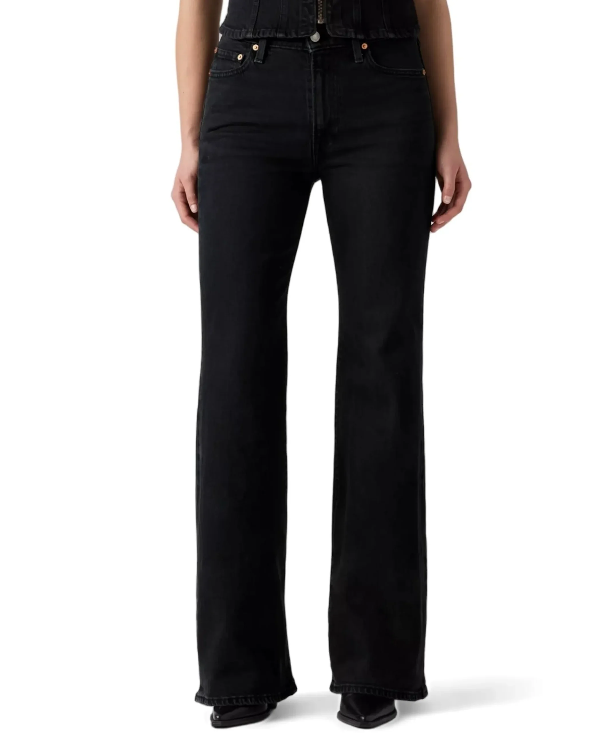 RIBCAGE FLARE H2'26 SLIGHT NIGHT STR dames jeans zwart