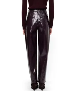 Scene patent faux leather dames broek paars