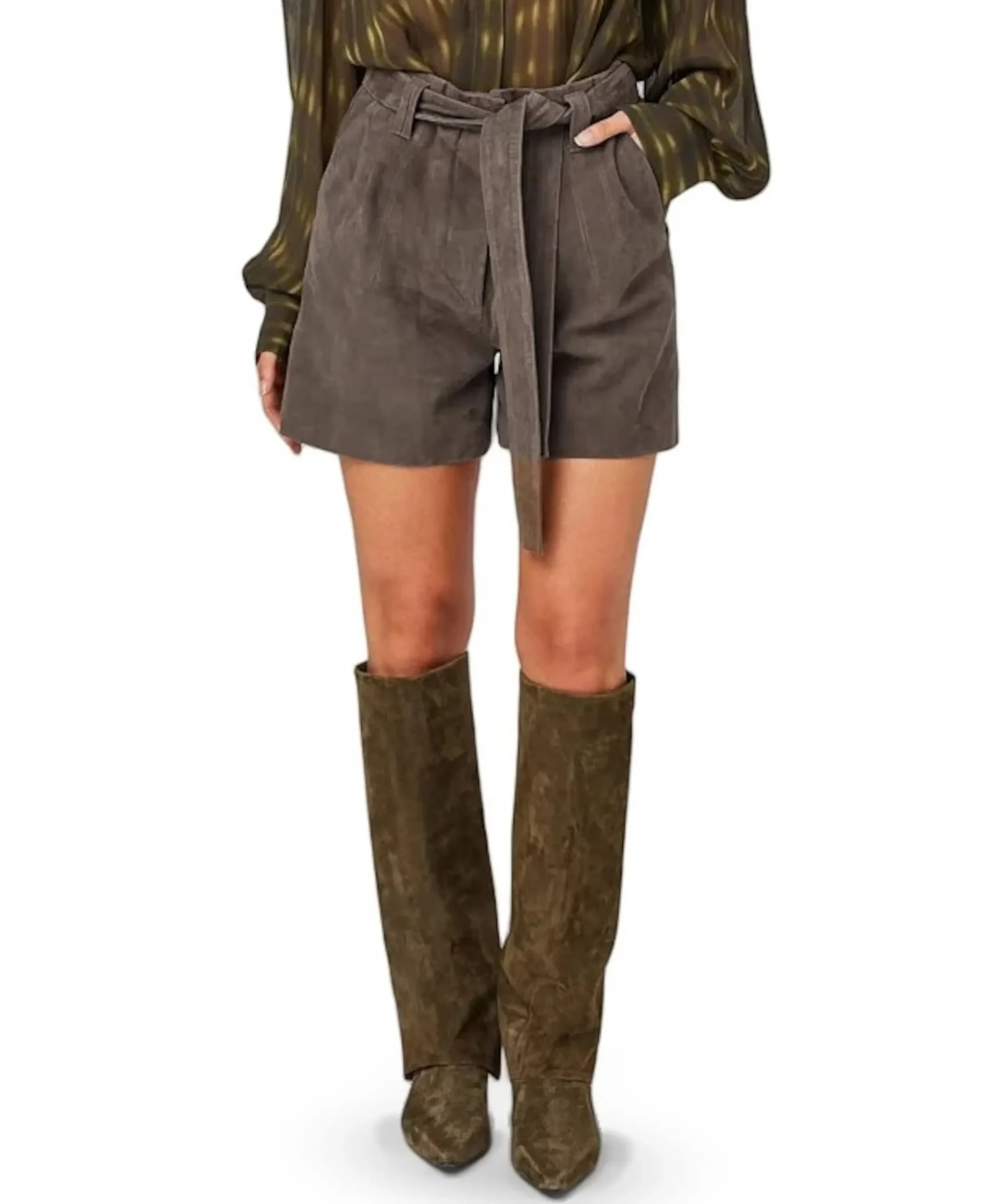 Sindi Suede dames korte broek groen