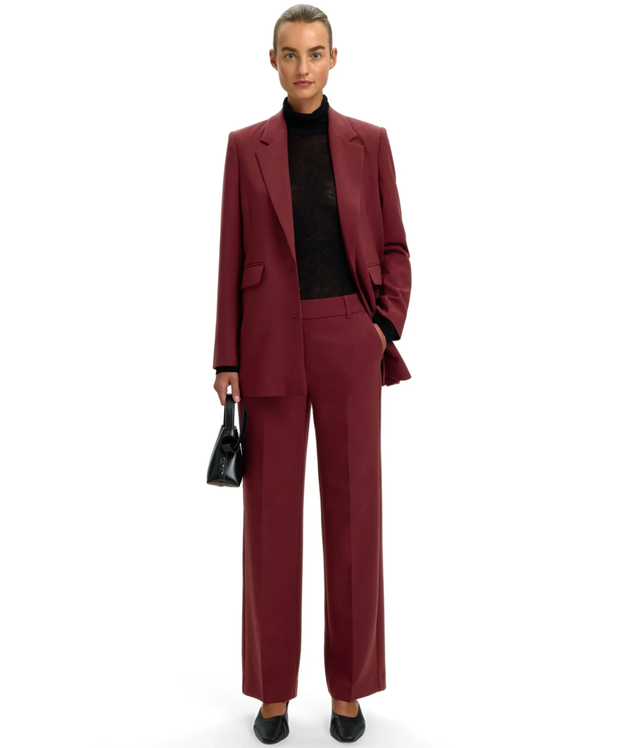 SLFRITA MW WIDE PANT MEL NOOS dames broek bordeaux
