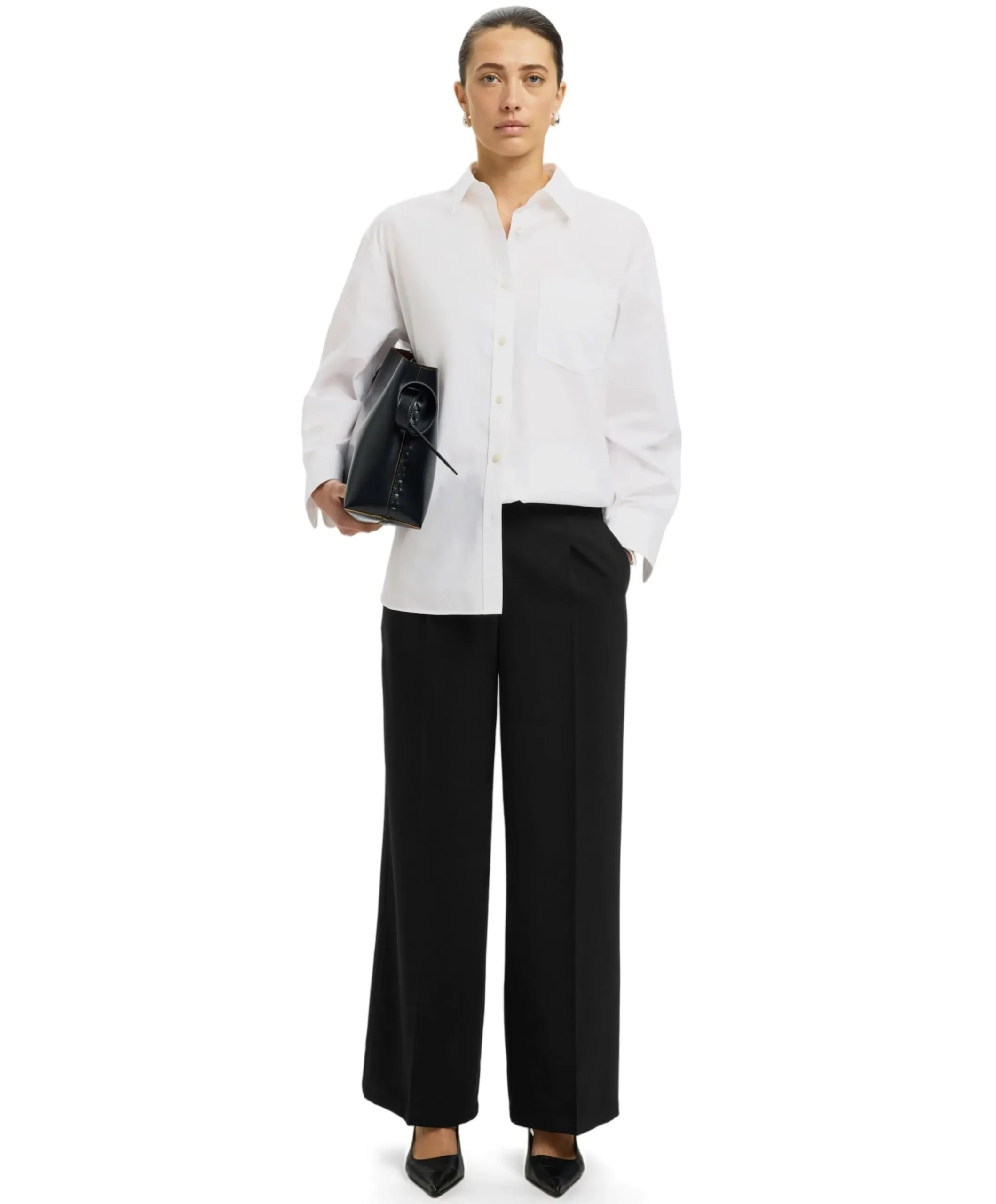 SLFTINNI MW WIDE PANT N NOOS dames broek zwart