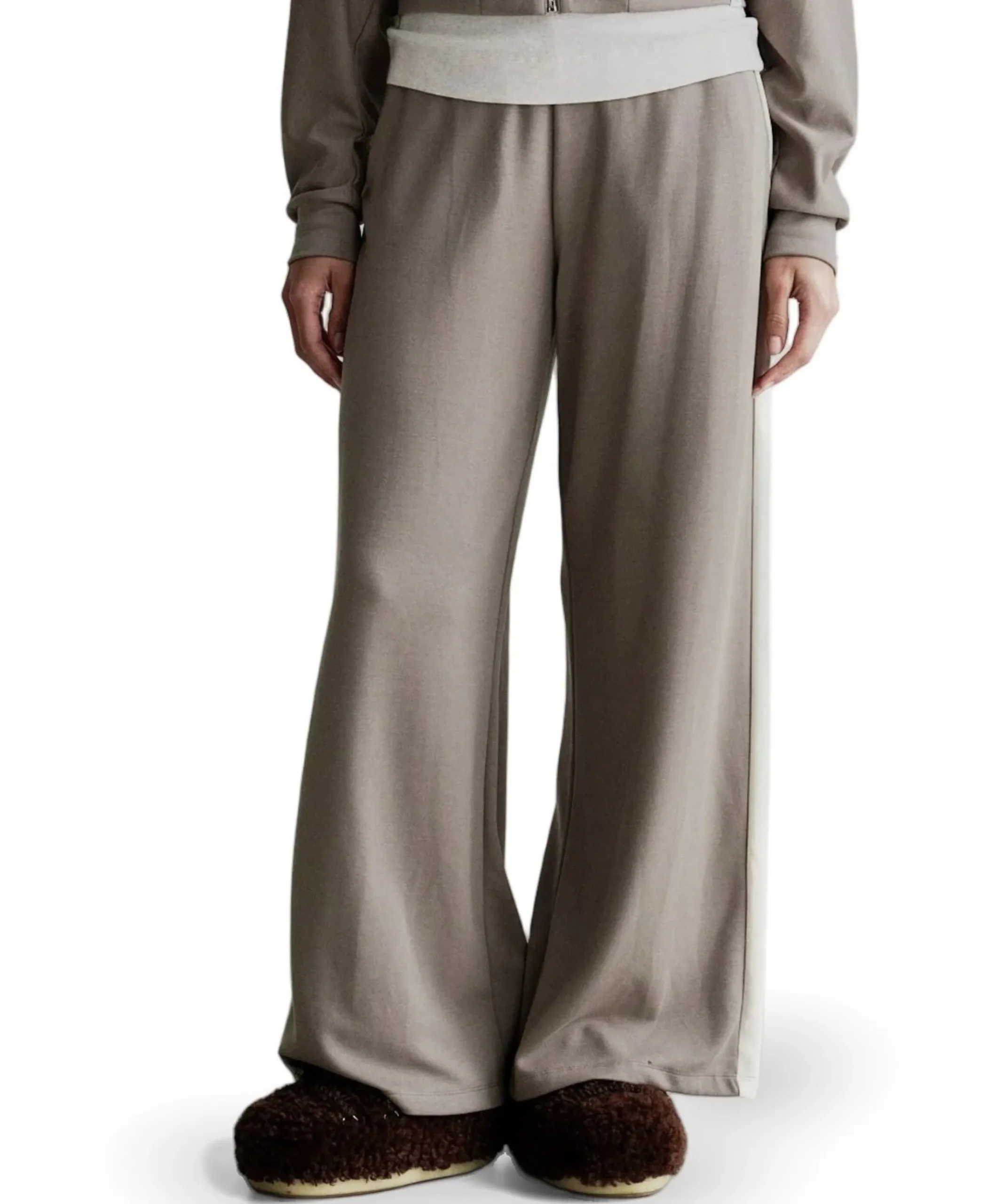 Stripe dames broek beige