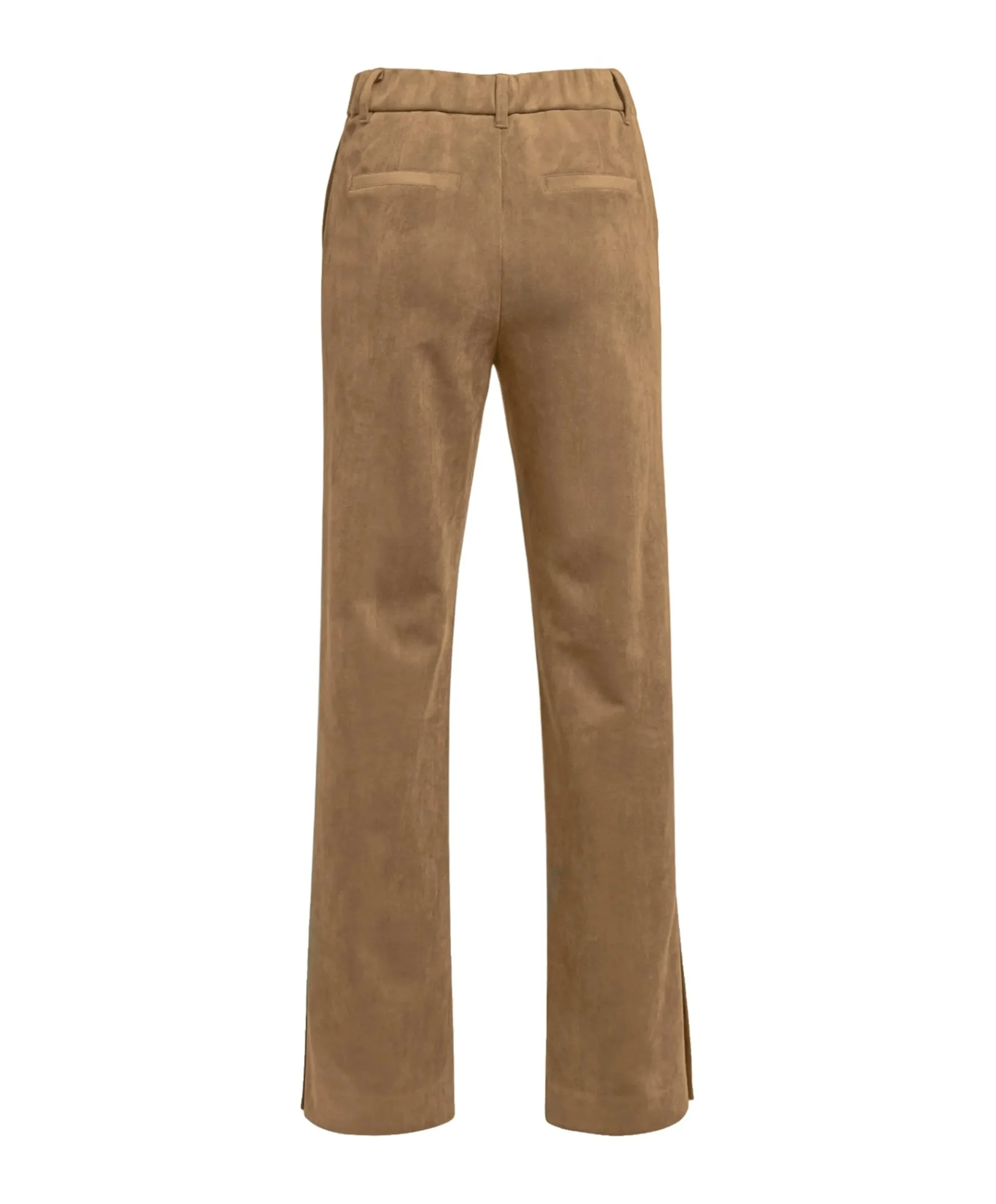 Suede broek met wijde pijpen dames broek bruin