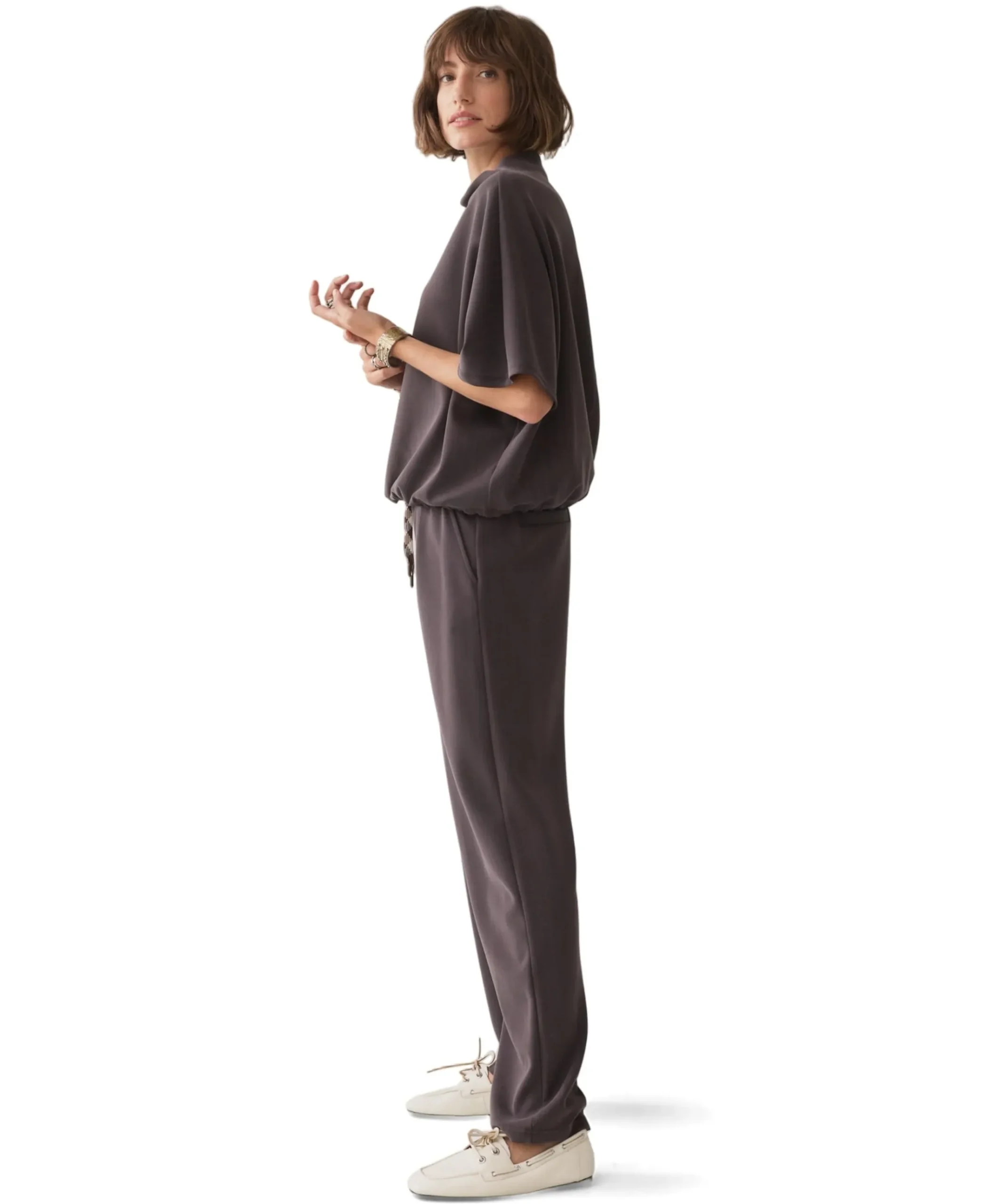 Tapered scuba pinstripe broek dames broek bruin