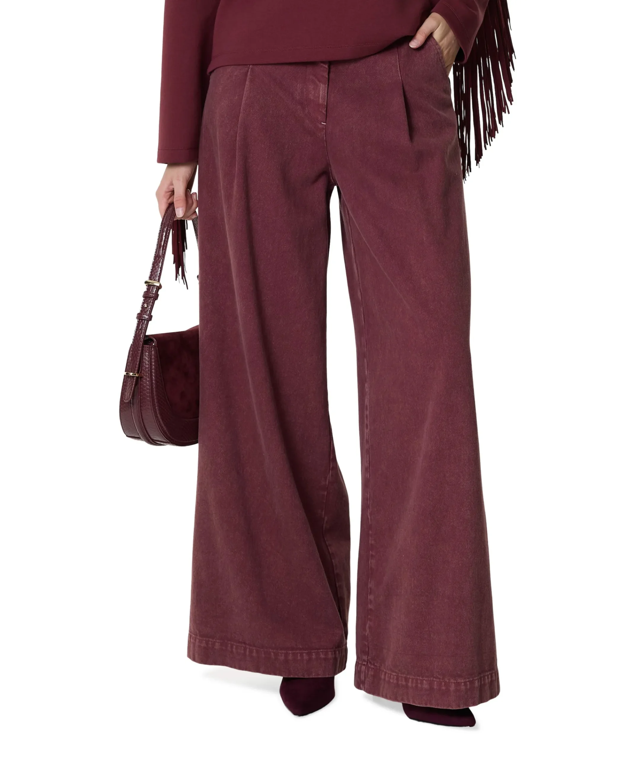 Theowide dames broek bordeaux
