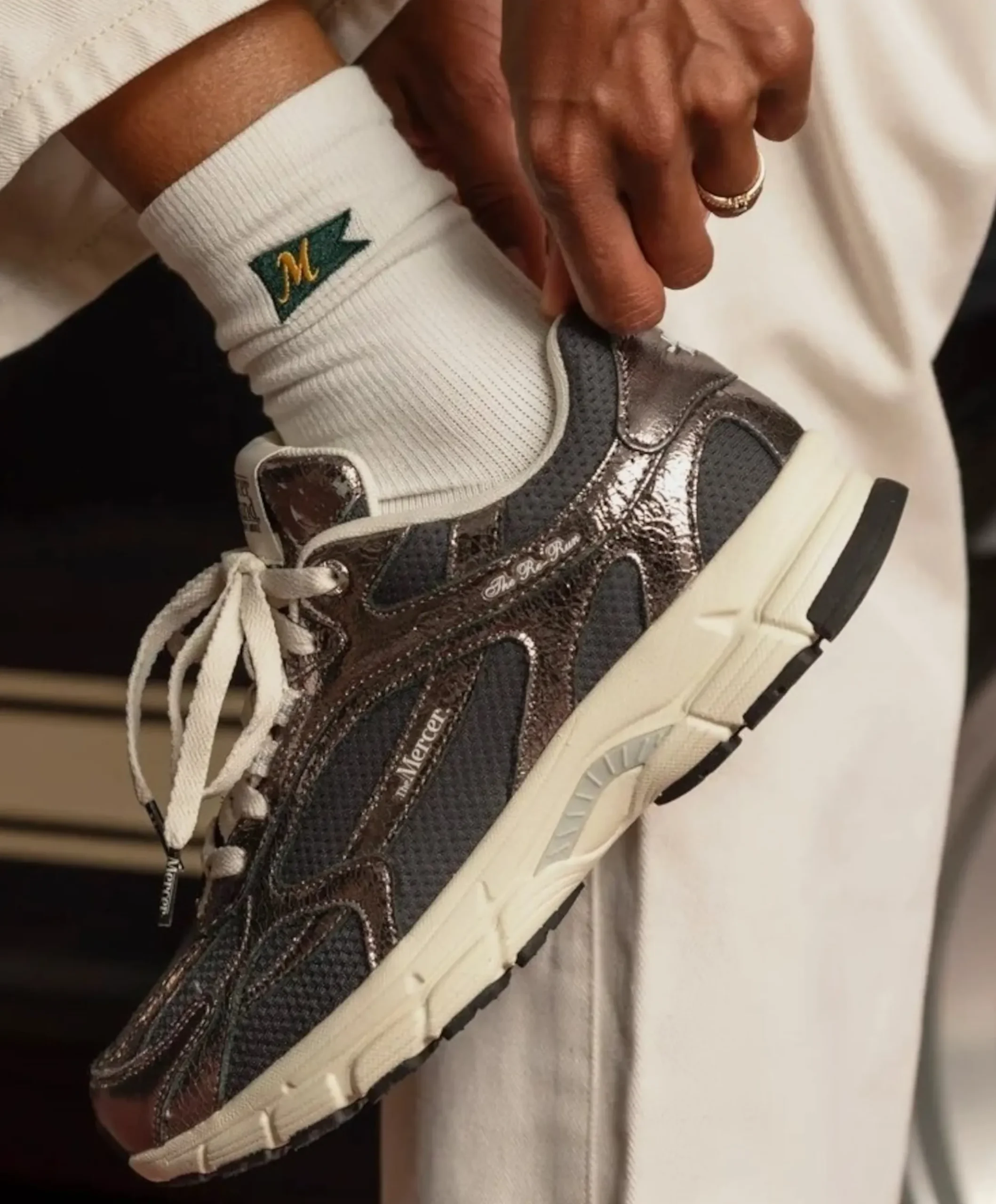 The Re-Run Cracked dames sneakers grijs