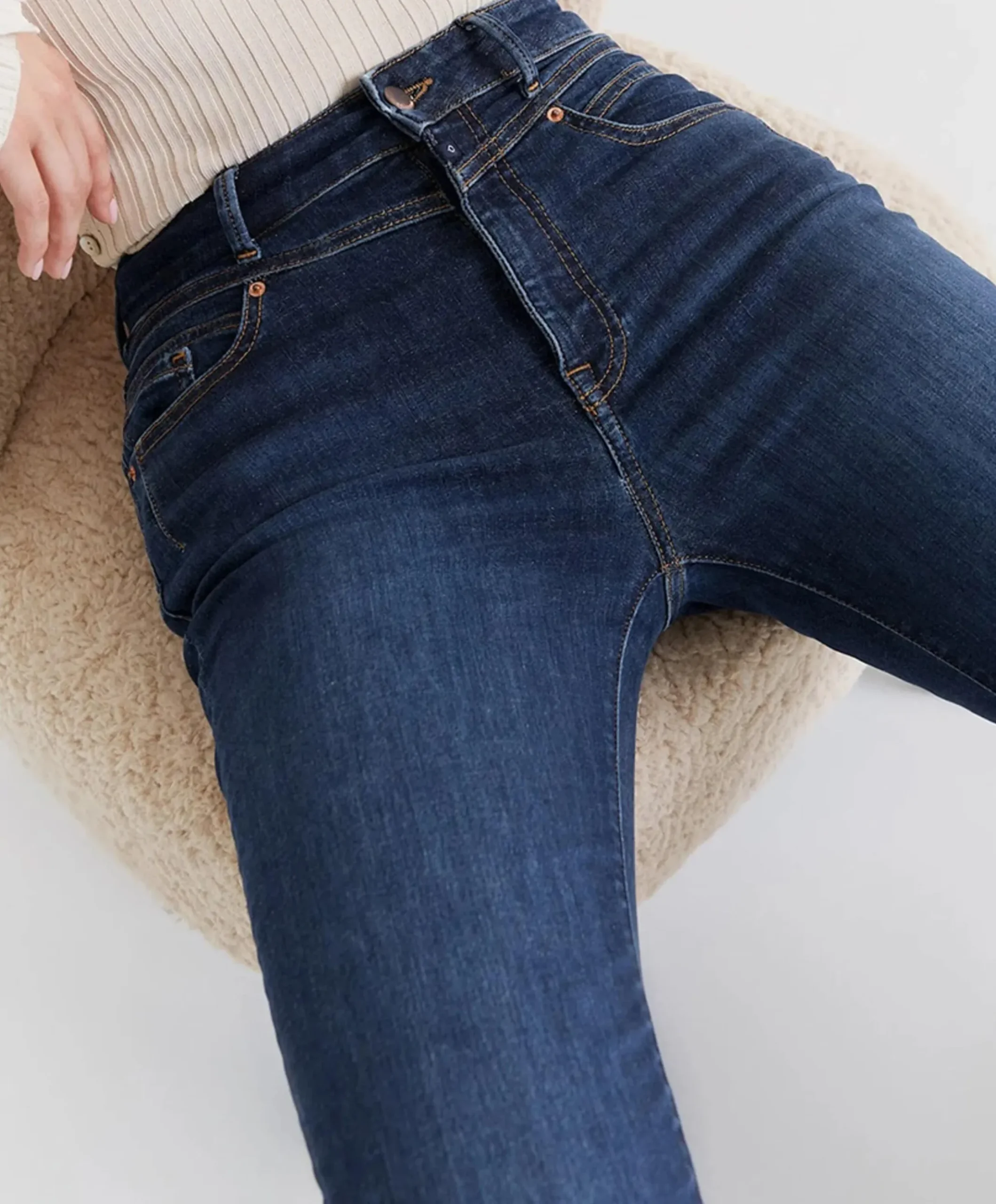 ultra high waist flare dames jeans blauw