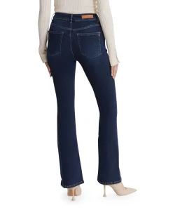 ultra high waist flare dames jeans blauw
