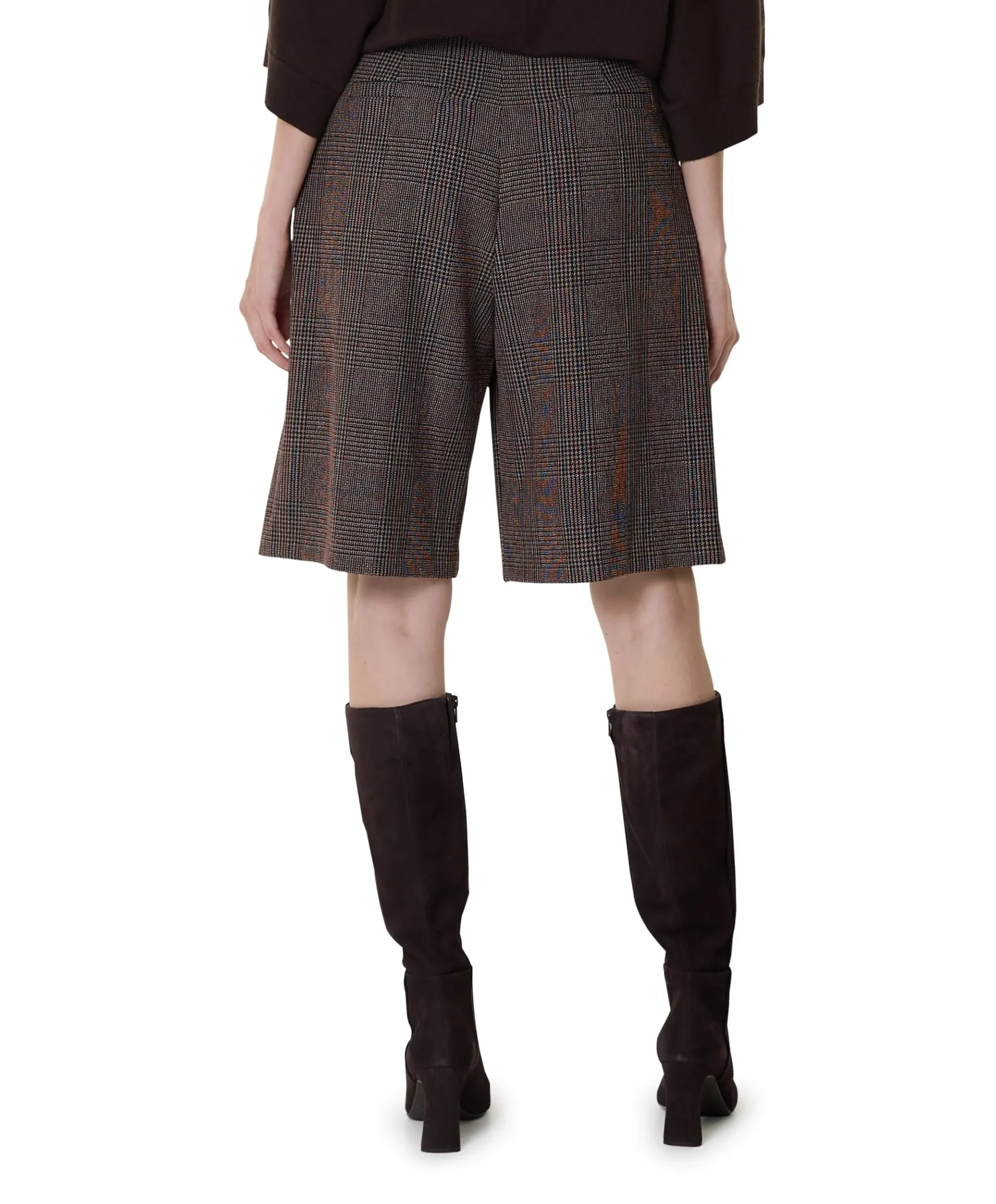 Viscose mix-geruit-plooi dames bermuda bruin