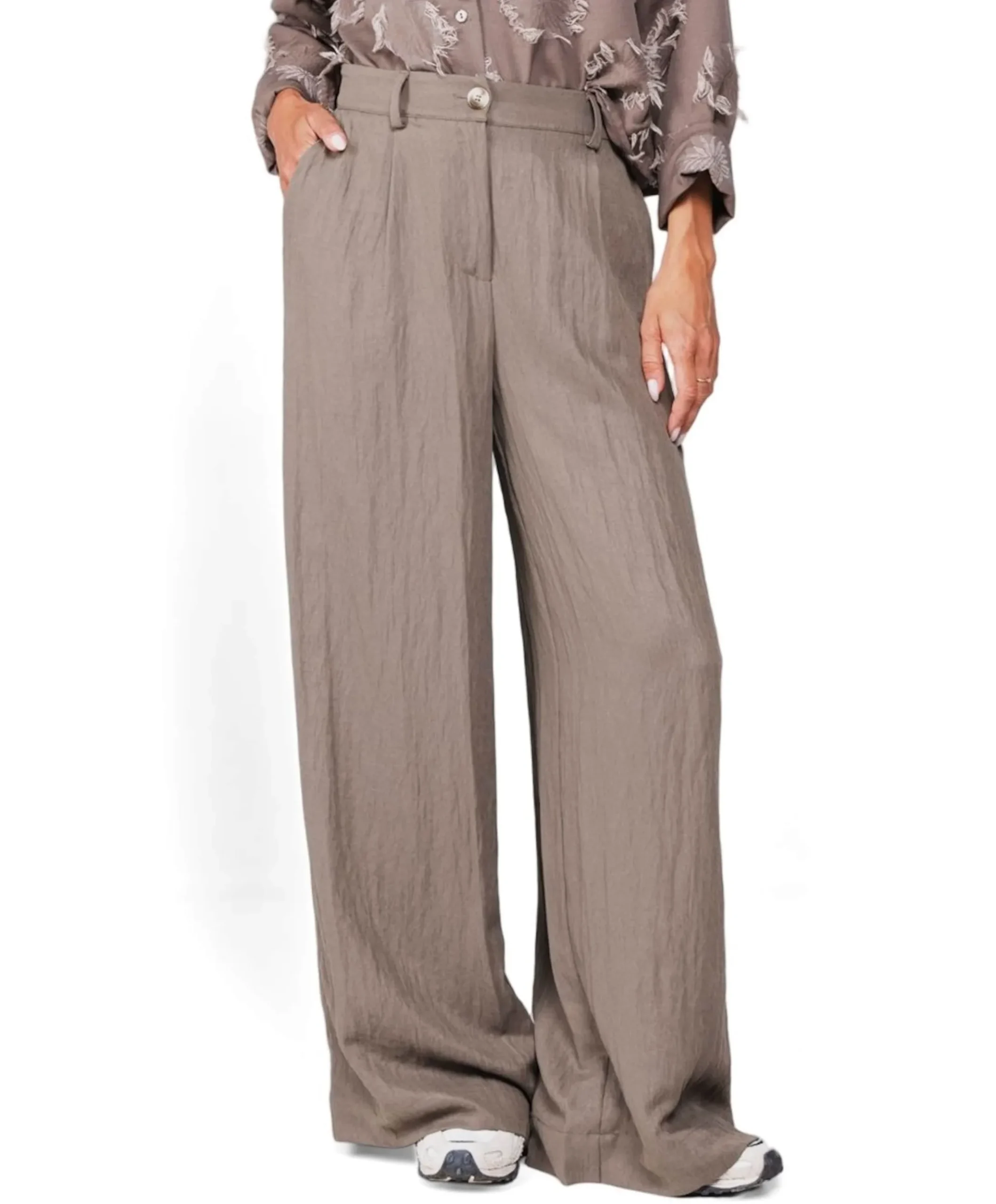Wide dames broek bruin