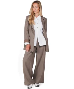 Wide dames broek bruin