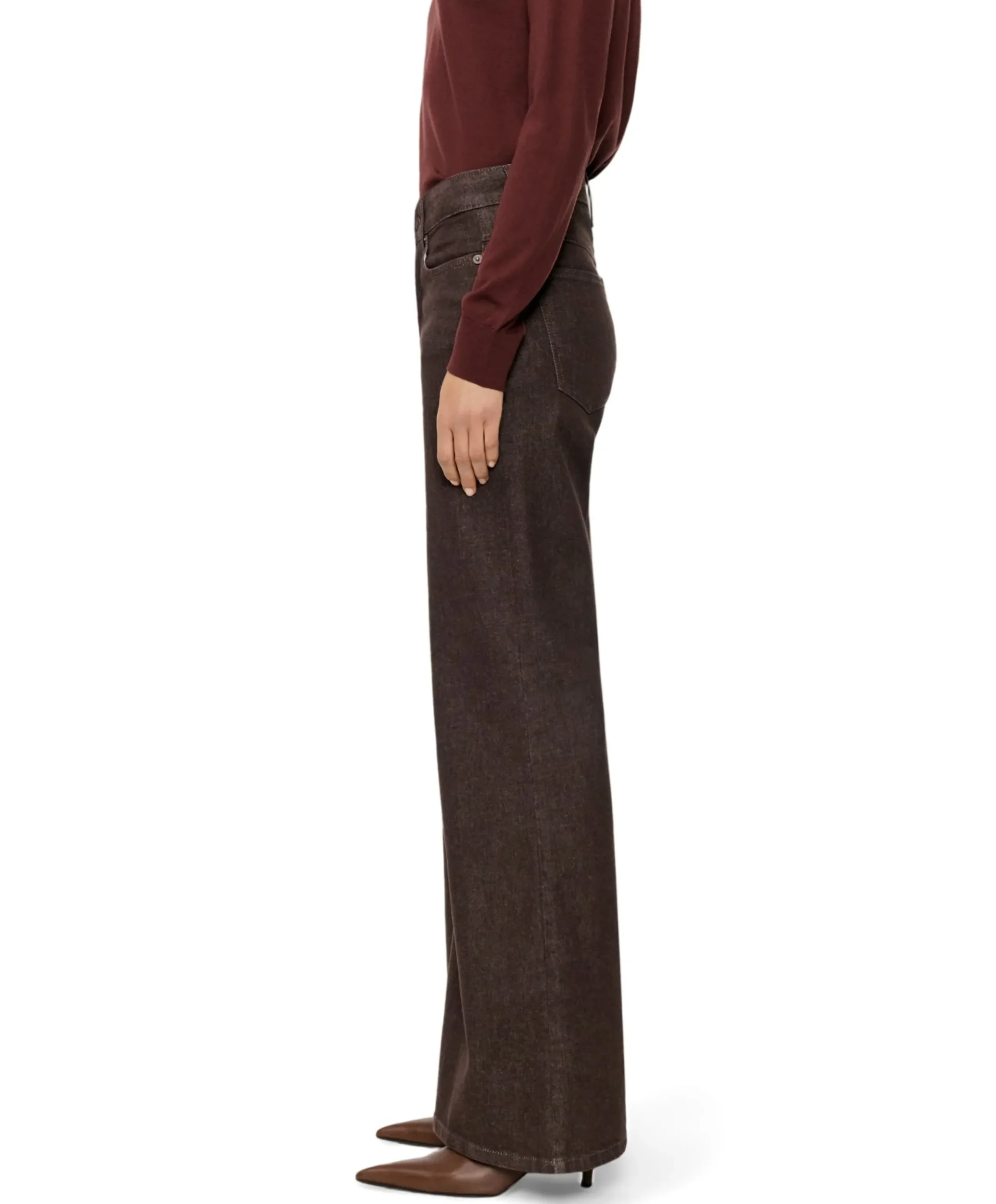 WIDE dames jeans bruin