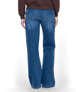 Wide frontseam dames jeans blauw