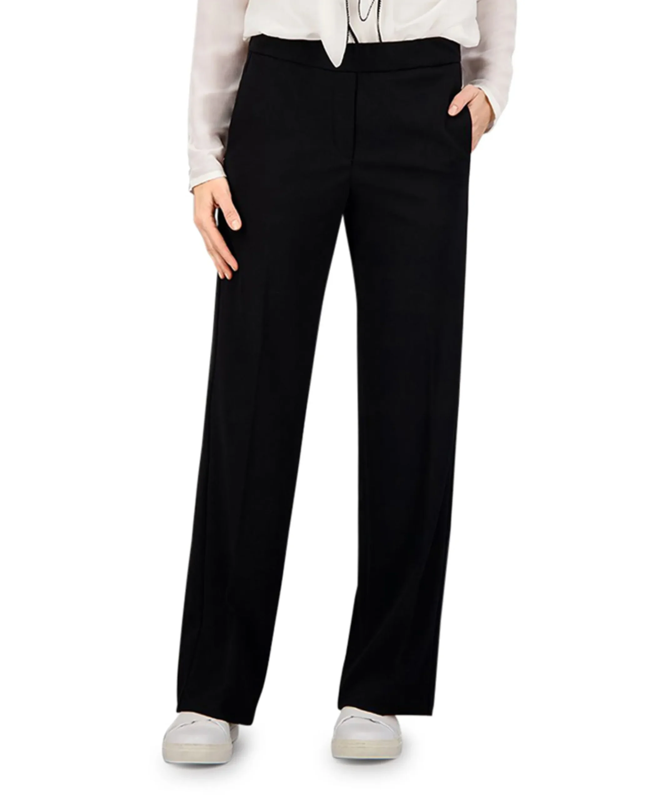 Wide leg Feminine broek zwart