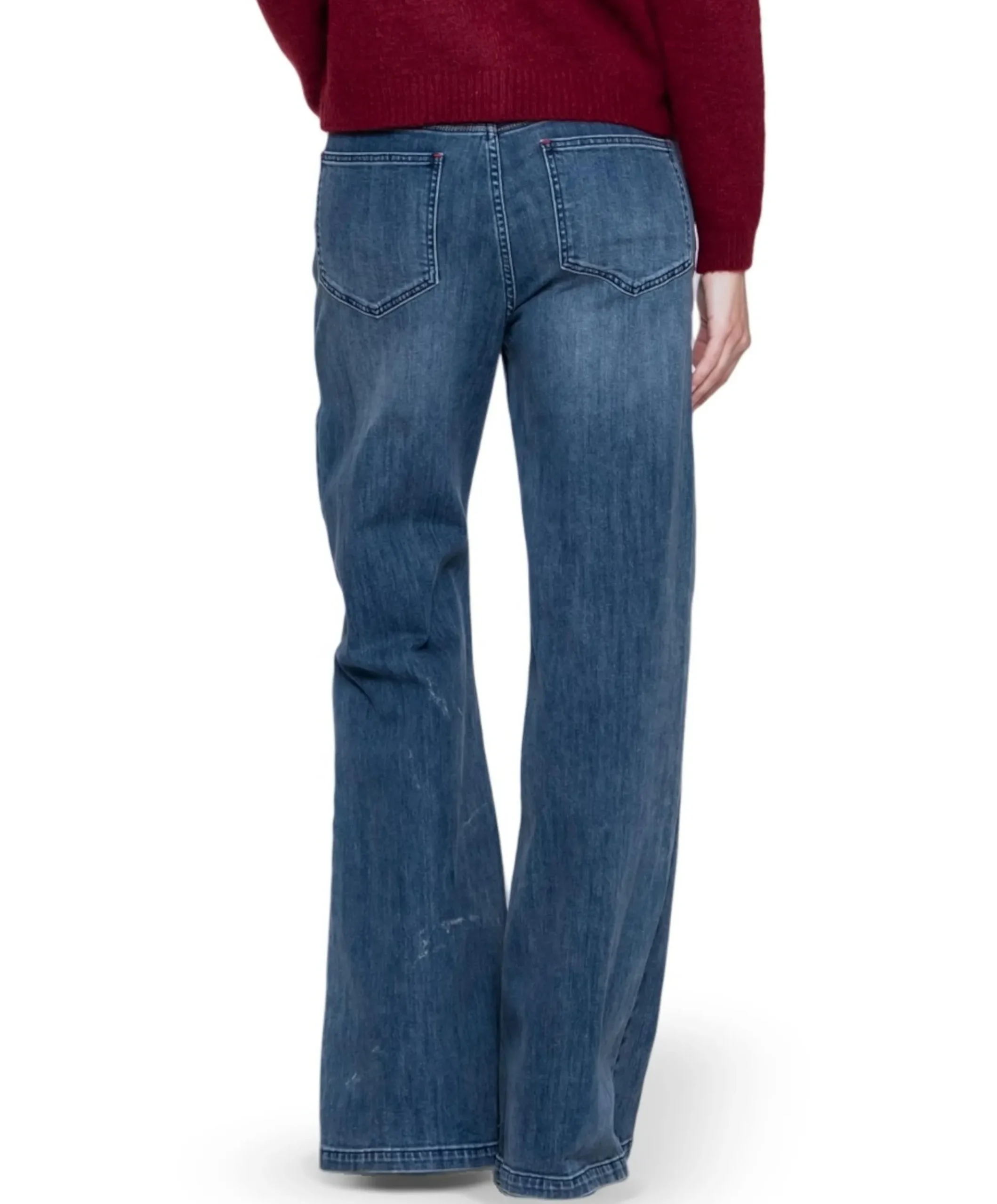 Wide long plead dames jeans blauw