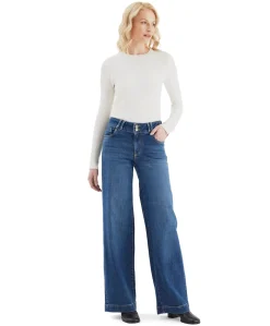 wide straight jeans dames jeans blauw