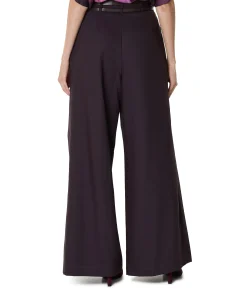 wol mix-effen-plooi dames pantalon paars